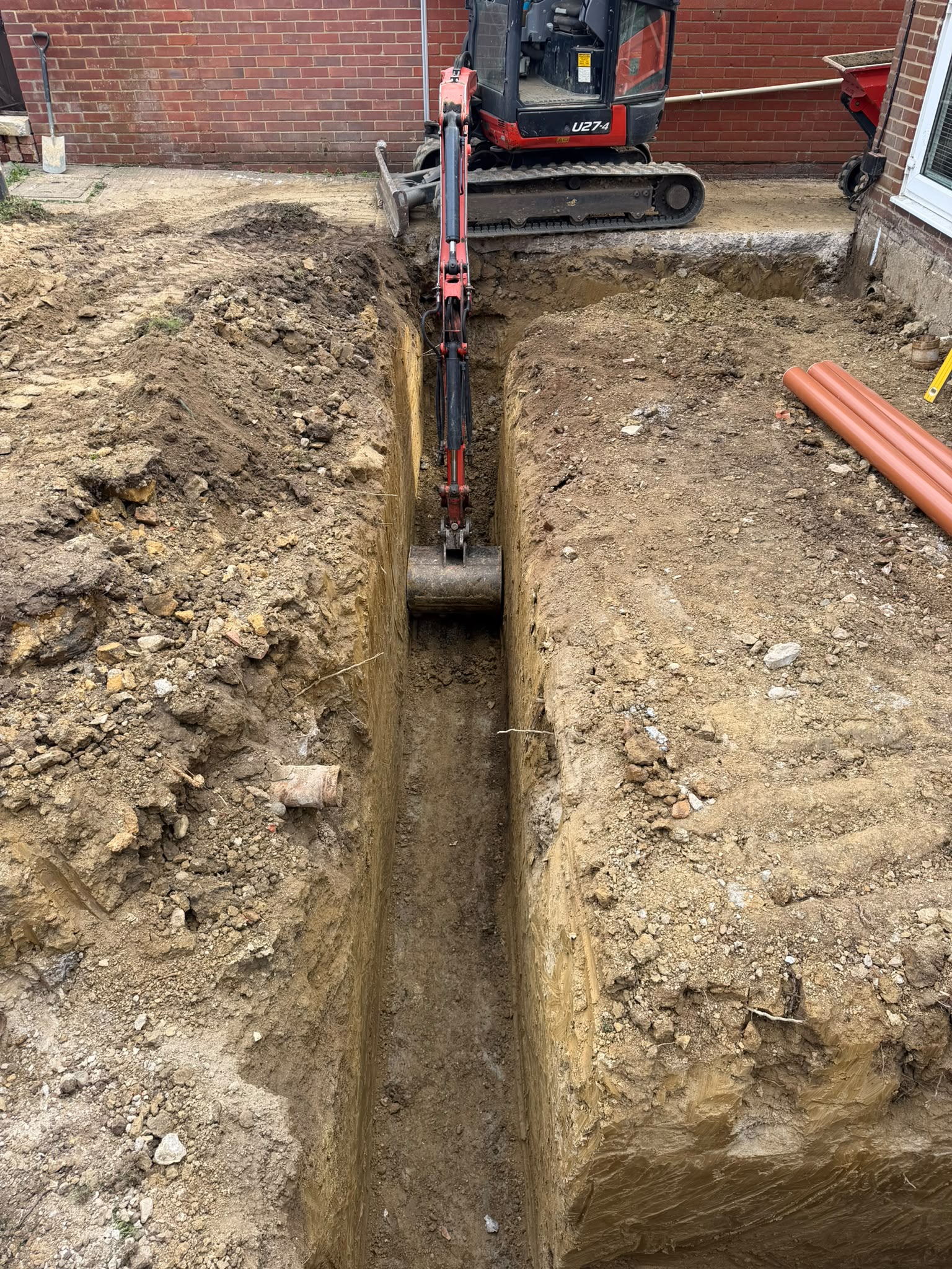 Deep ground excavation during Reigate groundwork project
