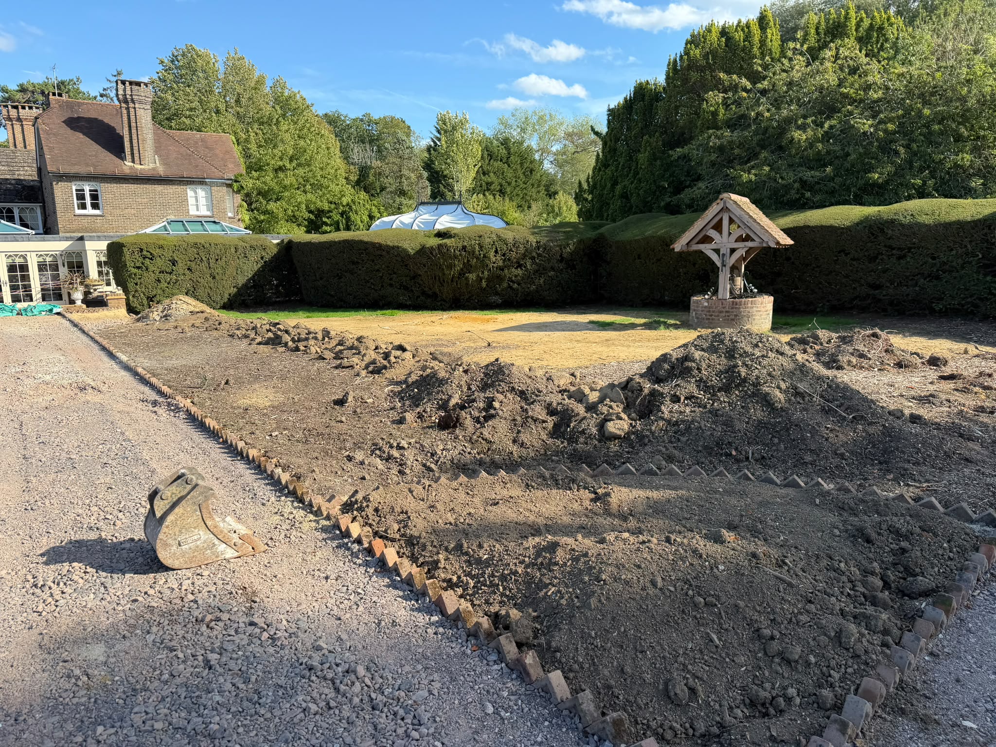 Ground levelling for landscaping in Horley