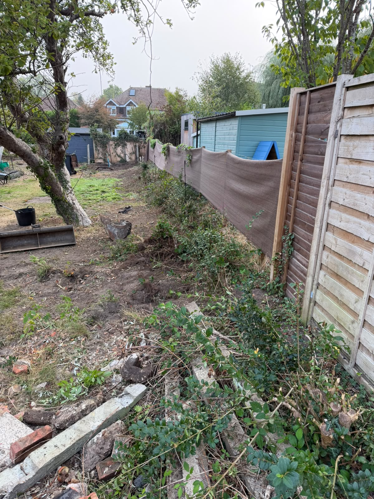 Garden before ground preparation and groundworks in Redhill