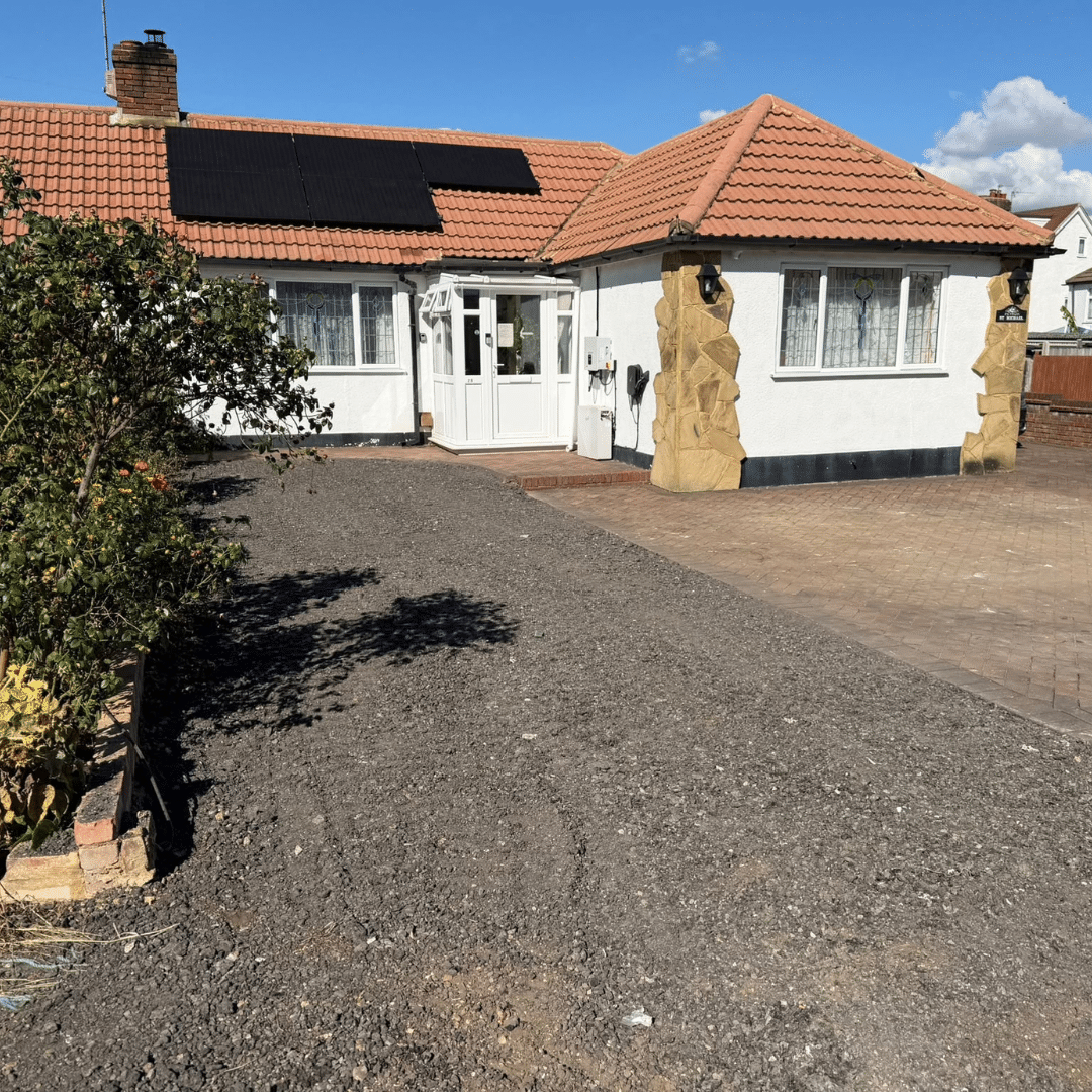 Completed road planings driveway and parking area in Horley